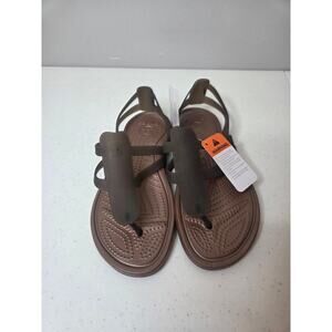 Crocs Adrina Strappy Sandal Women’s 7 Espresso Bronze New With Tags Comfort Shoe